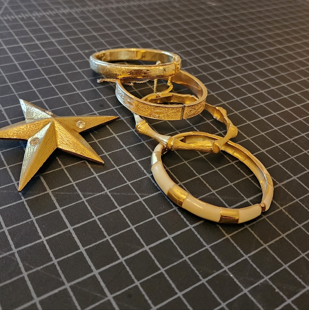 Gold and Cream Bangle Set